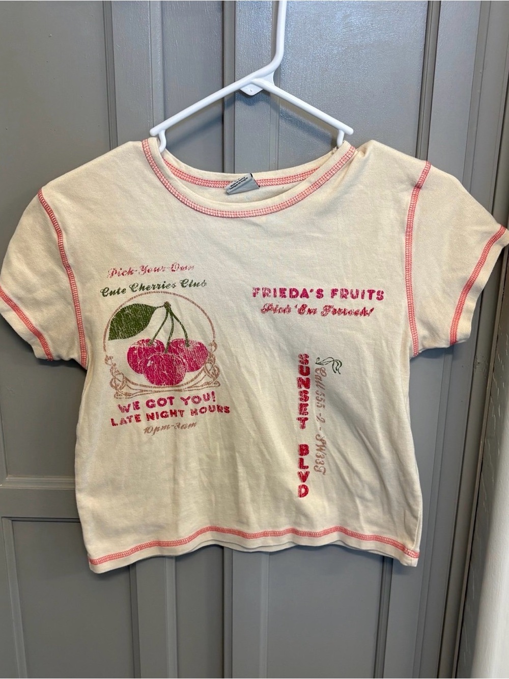 Urban Outfitters Cropped Cherries Club Baby Tee